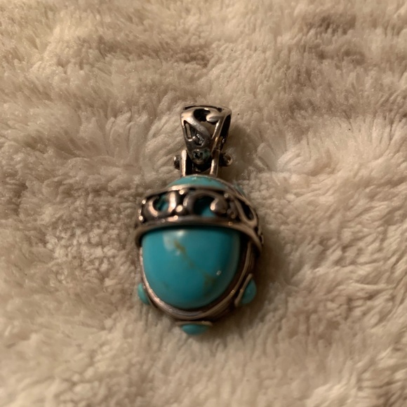 Sterling Silver Genuine Turquoise Pendant - Picture 3 of 6